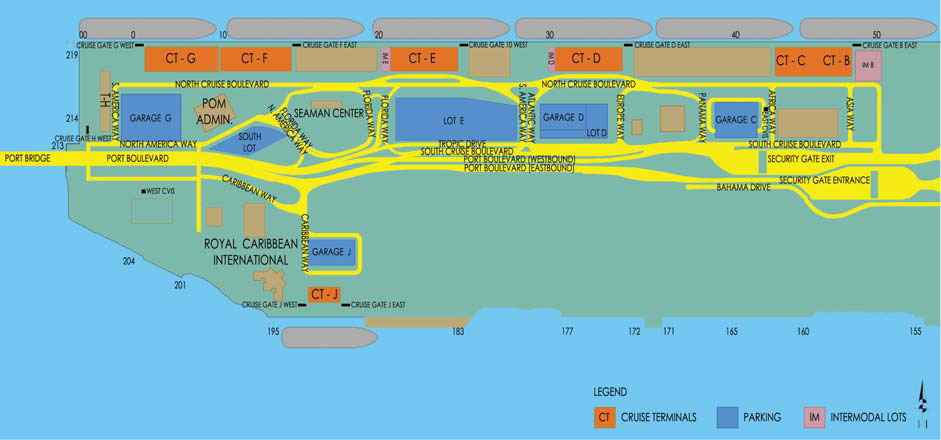 miami cruise terminal map Port Of Miami Map Map Of Cruise Port Of Miami miami cruise terminal map