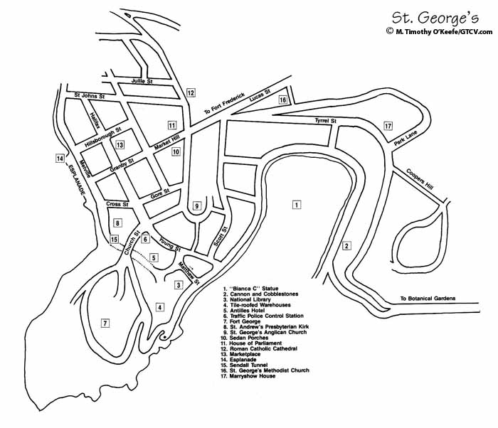 Map St. George's Grenada